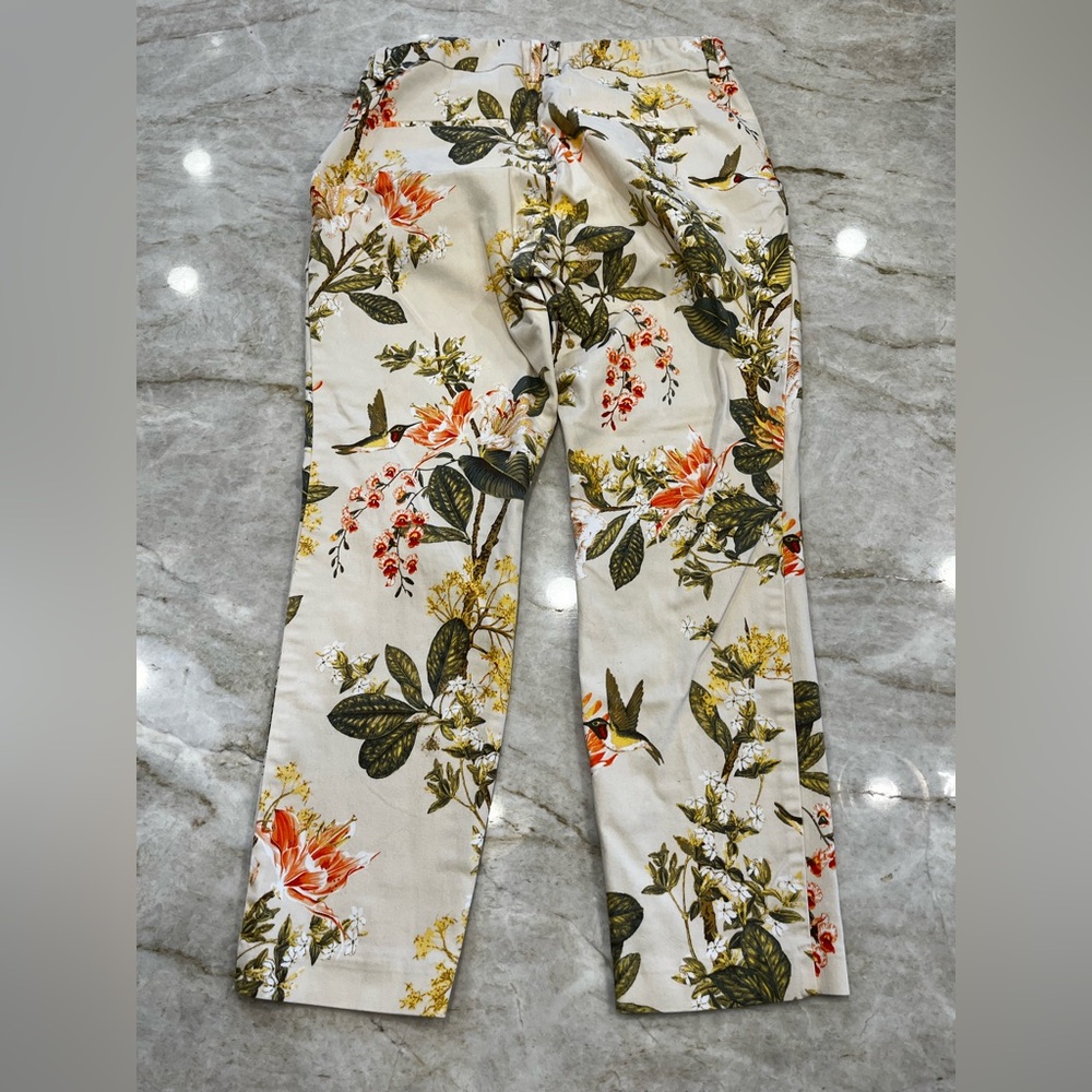 H&M Beige Floral Cigarette Pants Size 10 Petite - Picture 5 of 9